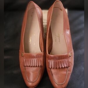 8 Salvatore Ferragamo Leather Penny Loafers Mocassins Heels Tassle 1 Inch